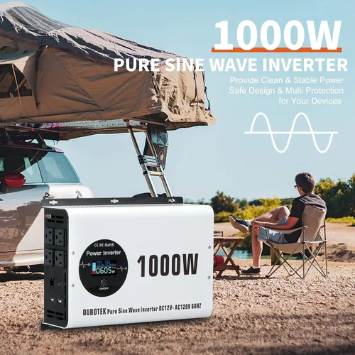 Miniatura 8 de Inversor de Potencia de 1000 Vatios Potencia Pico 2000W Onda Sinusoidal Pura 12V DC a 120V AC Convertidor RV con Control Remoto Inalámbrico Pantalla
