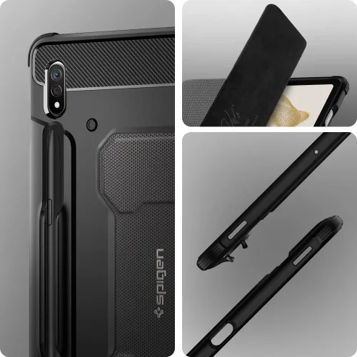 Miniatura 3 de Spigen Funda Rugged Armor para Galaxy Tab S8 (2022) / Tab S7 (2020) con soporte para bolígrafo S integrado, color negro