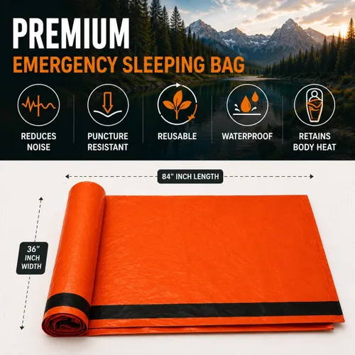 Miniatura 3 de NovaMedic Emergency Sleeping Bag – 84"x36" Thermal Mylar Survival Bivy Sack – Waterproof, Lightweight & Compact Emergency Blanket for Camping