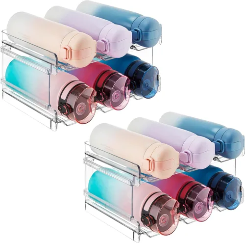 Miniatura 16 de Lifewit Organizador apilable de botellas de agua para gabinete, soporte de plástico para botellas y vasos de hasta 3.8 pulgadas de diámetro