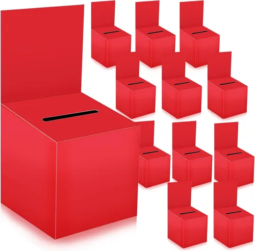 Paquete de 12 cajas de rifa, caja de donación para recaudación de fondos, cajas de cartón para votación con ranura para boletos y cabecera extraíble