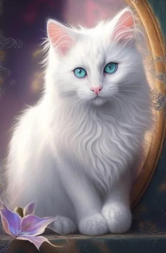 ZKOPAVS Kits de pintura de diamantes para adultos y niños, lindos kits de gatos blancos con diamantes de imitación, imagen para decoración de pared,