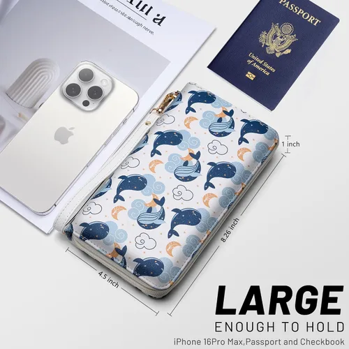 Miniatura 46 de Chelmon - Monedero para mujer de cuero genuino con bloqueo de señal RFID, para tarjetas de crédito