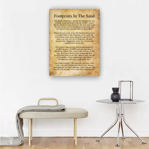 Miniatura 4 de Póster de poema de huellas en la arena para sala de estar, pinturas en lienzo impresas para oficina, pasillo, decoración de paredes, arte para Sin