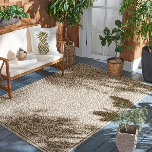 Miniatura 10 de SAFAVIEH Beach House Collection - Alfombra redonda, de 4 pies, color crema y azul, no desprende pelusa y de fácil cuidado, para interiores