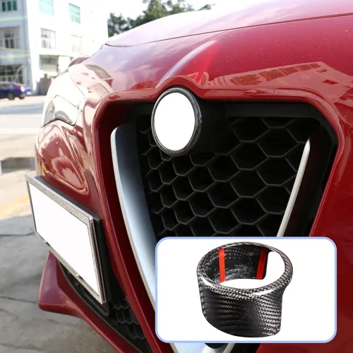 Miniatura 6 de Cubierta de fibra de carbono real para parrilla delantera de automóvil, soporte envolvente para Alfa Romeo Giulia Stelvio 2017-2020 accesorios de 3