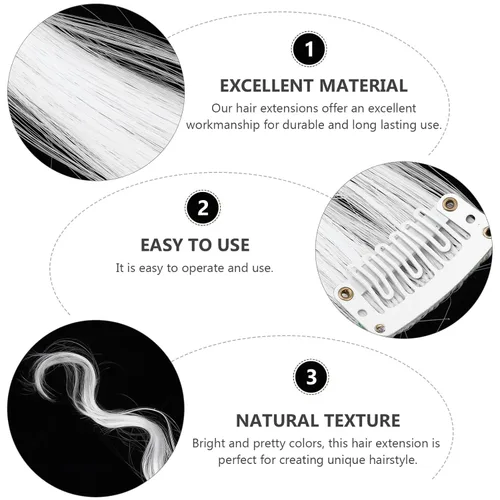Miniatura 8 de 12 extensiones de cabello rizado blanco, 12 piezas, peluca de cabello rizado a rayas con clip, extensiones de cabello ondulado de sirena