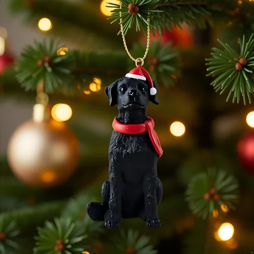Miniatura 2 de Figurino de Adorno Colgante de Árbol de Navidad de Labrador Negro - Adorno de Labrador Negro, Adornos de Perro para Vacaciones, Relleno de Calcetas
