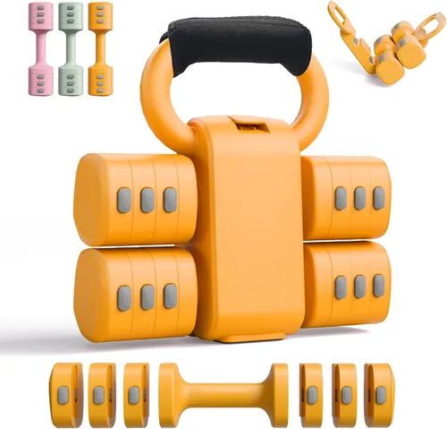 Juego de mancuernas y pesa rusa ajustables 2 en 1, 4 niveles de peso de cambio rápido (1 2 3 4 5 kg), para entrenamiento de ejercicio en casa para