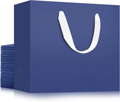 Miniatura 32 de EUSOAR Bolsas de papel de estraza para regalo, paquete de 12 bolsas de papel kraft de 10.6 x 3.1 x 8.3 pulgadas con asas, bolsas resistentes