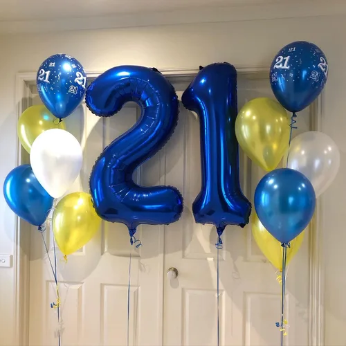 Miniatura 6 de Globos gigantes de 40 pulgadas, color azul marino, gigantes, gigantes, gigantes, enormes de aluminio de 12 o 21, globos digitales de número de Azul