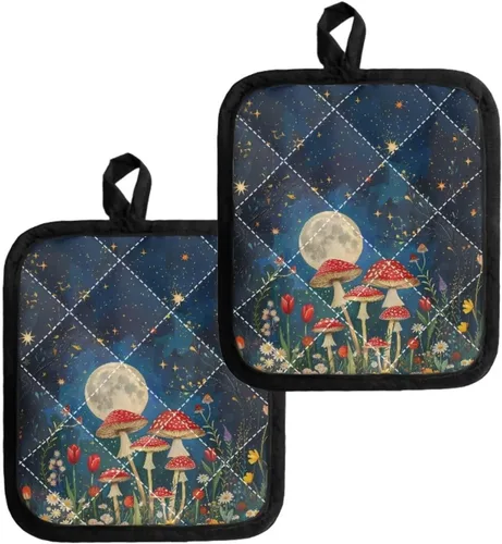 Miniatura 13 de UNICEU Porta ollas de mariposa con diseño de gallo, 2 paquetes para cocina, hornear, parrilla, cocinar, resistentes al calor, almohadillas calientes