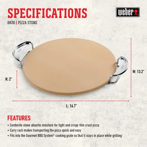 Miniatura 4 de Weber Sistema de Barbacoa Gourmet Piedra para Pizza con Soporte Portátil, 16.7" de Largo