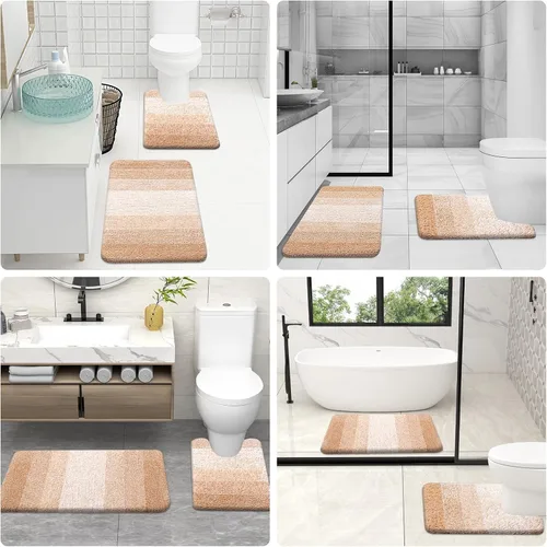 Miniatura 9 de OLANLY Juego de alfombras de baño de 3 piezas, alfombras de baño de microfibra suave y absorbente y alfombra de inodoro de contorno en forma de U