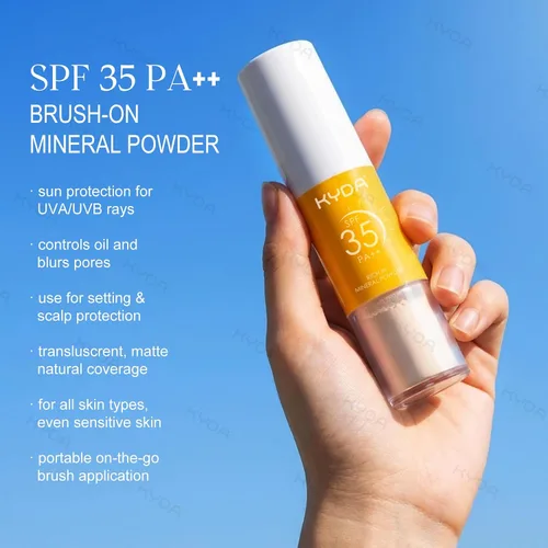 Miniatura 2 de KYDA Protector solar mineral en polvo para rostro y cuero cabelludo, protector solar SPF 35 para el cuero cabelludo, protector solar