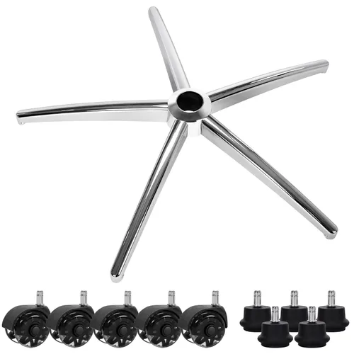 Miniatura 8 de Reemplazo de base metálica para silla de oficina y gaming Frassie con 5 ruedas con guías en forma de campana, base universal para silla de Negro