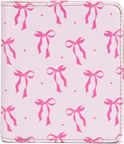 Miniatura 18 de Walle Rfid - Cartera pequeña y compacta con bolsillo plegable para mujer, minicarjetero de viaje con ventana de identificación, Cereza Negra, Lindo