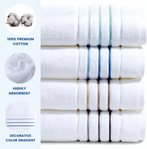 Miniatura 2 de Juego de toallas de baño, toalla blanca para baño, calidad de hotel y spa de lujo, 100% algodón. Incluye 2 toallas de baño grandes, 2 toallas