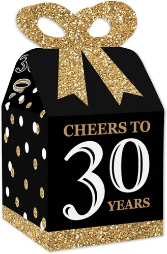 Miniatura 11 de Big Dot of Happiness Cajas de regalo para fiesta de cumpleaños número 100, elegante diseño cuadrado dorado con lazo 3D, suministros de fiesta