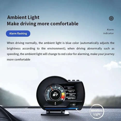 Miniatura 6 de Qiilu Car OBD2+ Smart Gauge Car HUD Velocímetro Turbo RPM Alarma para coche camión