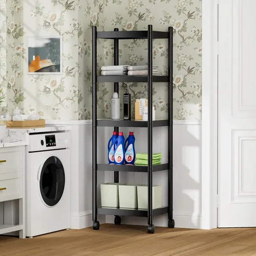 Miniatura 6 de VETALLO Estantes de metal de 5 niveles, estantes para cocina, estante de almacenamiento para cocina, garaje, despensa, organizador de armario