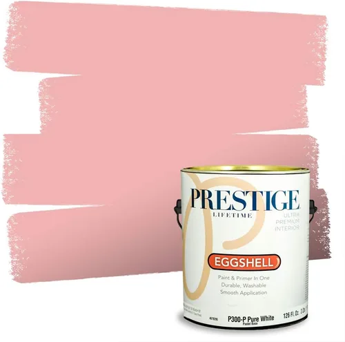 Miniatura 51 de Prestige Paints E100-T-SW6591 Pintura exterior e imprimación en uno, 1 galón, plano, combinación comparable de Sherwin Williams Amaryllis, 1 galón