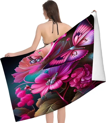 Miniatura 12 de Toalla de playa y piscina, toalla de playa grande suave y absorbente para natación, deportes, playa, gimnasio, 32 x 52 pulgadas