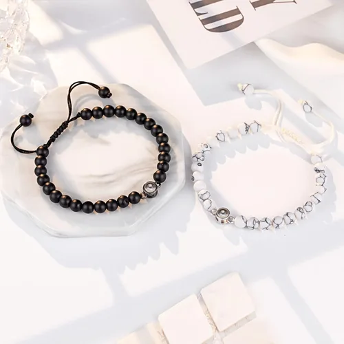 Miniatura 3 de UNGENT THEM Pulseras con texto en inglés "I Love You" en 100 idiomas para parejas, regalos para mis hombres, novio, novia, marido, mi amor, alma
