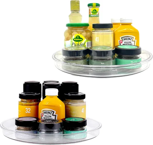 Miniatura 8 de vacane Organizador Lazy Susan de 9 pulgadas antideslizante, plato giratorio de plástico Lazy Susan para gabinete, organizador de gabinete Lazy Susan