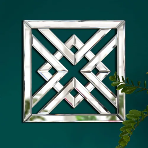 Miniatura 10 de QMDECOR - Espejo cuadrado decorativo para pared con bordes biselados, 12x12 pulgadas, estilo moderno Plata X