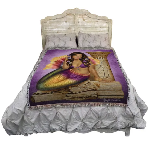 Miniatura 2 de Pure Country Weavers Brigid Ashwood - Manta de sirena con diseño de ruinas antiguas, manta tejida de algodón, hecha en los Estados Unidos