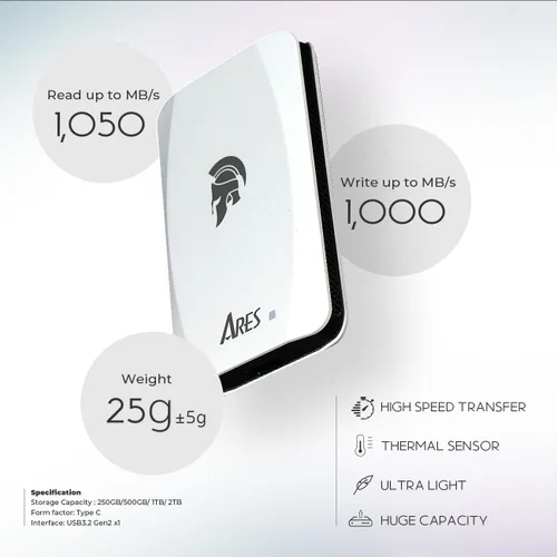 Miniatura 3 de DATO Unidad de estado sólido externa SSD externa de 1 TB, USB 3.2 Gen 2x1 tipo C hasta 1050/1000 MB/s, unidad de estado sólido portátil súper ligera
