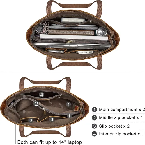 Miniatura 18 de S-ZONE Bolso bandolera vintage de cuero genuino para mujer