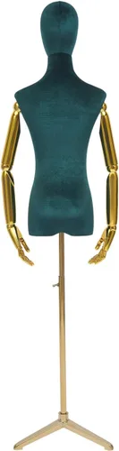 Miniatura 19 de Torso de maniquí femenino con cabeza y brazos posables, forma de vestido ajustable en altura, soporte de medio maniquí, maniquí de ropa con Gris