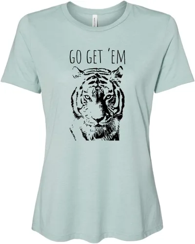 Miniatura 15 de Cute Women's Screen Printed Crew Neck Tee, Shirts With Sayings, Dusty Blue or Olive