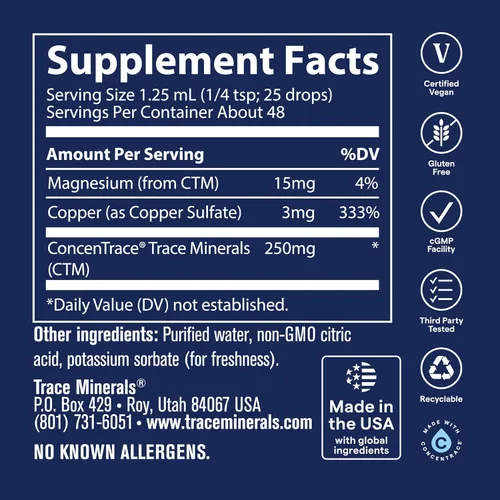 Miniatura 6 de Trace Minerals Cobre iónico - Suplemento líquido de cobre para la salud de la sangre - Apoya el tejido conectivo saludable, el metabolismo