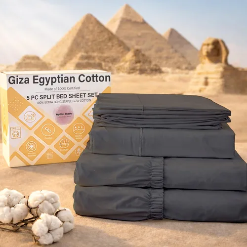 Miniatura 25 de MyGiza Sheets - Juego de sábanas de algodón Giza de primera calidad, tamaño split king, individual, matrimonial, king y queen, set de 4 unidades.