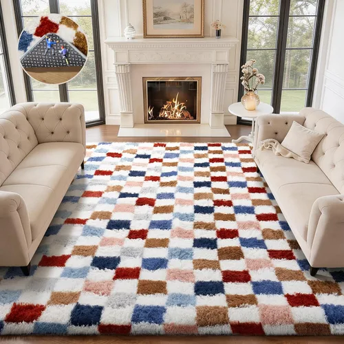 Miniatura 106 de Ophanie - Alfombras para sala de estar, antideslizante y suave, de felpa grandes y peludas para dormitorio, peludas para niños y niñas, decoración