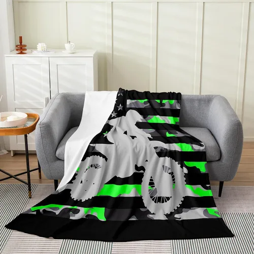 Miniatura 13 de Feelyou Manta de felpa de camuflaje amarillo para motocross, camuflaje para todas las estaciones, juego de manta de cama para sofá para niños, manta