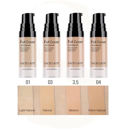 Miniatura 6 de Corrector Impermeable de Cobertura Completa con Juego de Esponja con Primer, Base Líquida Cremosa Suave Mate Impecable Kit de Maquillaje Corrector