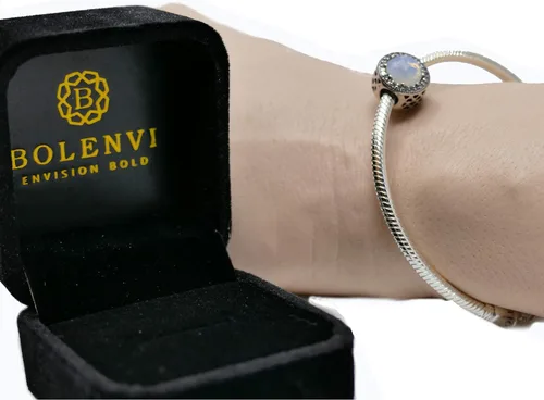 Miniatura 7 de Auténtica pulsera Bolenvi de plata de ley 925 de tamaño ajustable compatible con dijes de cuentas Pandora Metal