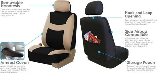 Miniatura 4 de FH Group FH-FB030115 Combo Set: Fundas de asiento de tela ligera y brisa (Aptas para bolsa de aire y división) W. FH2033 + F14407 Alfombrillas