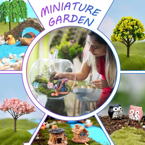 Miniatura 3 de CHAKANLX 108 piezas de accesorios de jardín de hadas en miniatura, kit de jardín de hadas, figuras en miniatura, accesorios de jardín de hadas