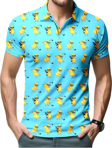 Miniatura 19 de Camisa de golf de los años 80 para hombre, ajuste seco, manga corta, estampada, divertidas, camisas de golf de los años 90 para hombre