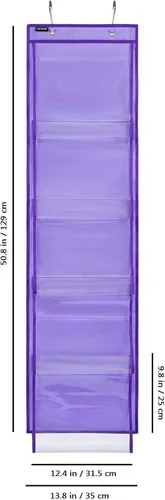 Miniatura 3 de Organizador de bolsos para colgar sobre la puerta con 5 bolsillos de fácil acceso, organizador de almacenamiento para toallas, bufandas, paraguas