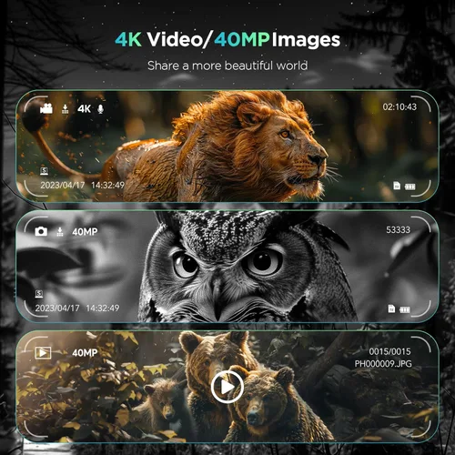 Miniatura 2 de Diyimin Gafas de visión nocturna 4K para adultos, prismáticos infrarrojos de visión nocturna de 2000 pies con luz táctica, zoom digital 8X