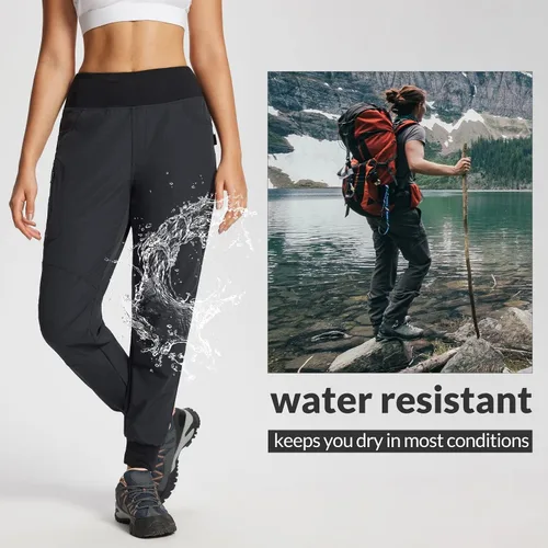 Miniatura 5 de BALEAF Pantalones deportivos para mujer, de secado rápido, impermeables, ligeros, para senderismo, pantalones deportivos de cintura alta