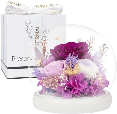 Miniatura 13 de Rosa Preservada para Siempre – Rosa Eterna en Cúpula de Cristal – Rosa de la Bella y la Bestia para Mamá – Flores Frescas para Entrega Prime