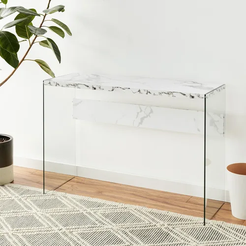 Miniatura 9 de Convenience Concepts SoHo - Mesa de consola y escritorio, mármol blanco sintético