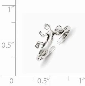 Miniatura 2 de Lizard y Circonita Cúbica Toe anillo en plata de ley Antiqued